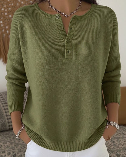 Helena™ | Henley Button-Up Knit Sweater