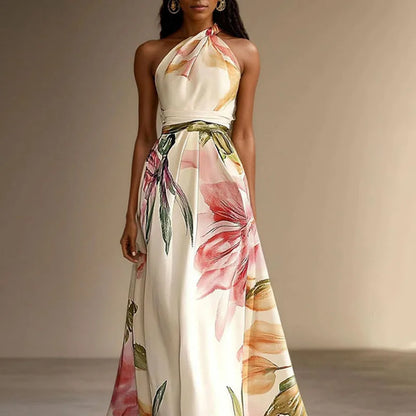Liora – Floral Halter Maxi Dress