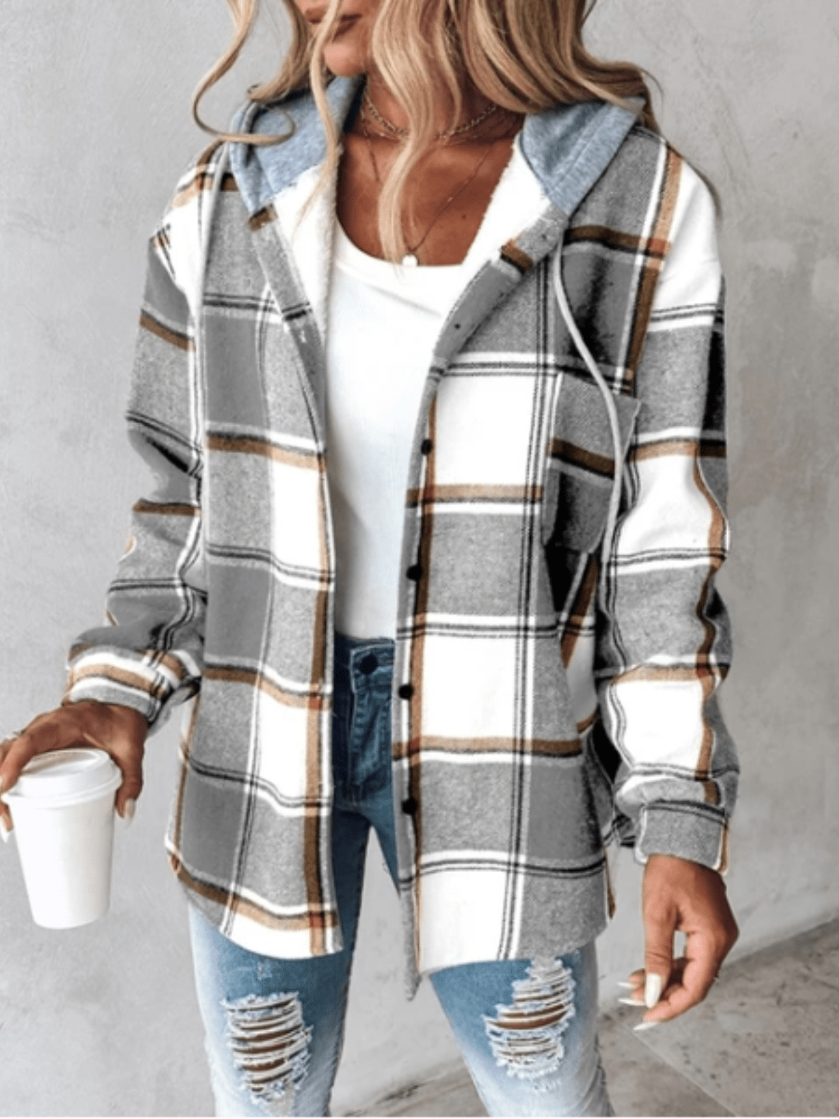 Harlow | Cozy Plaid Hooded Shacket
