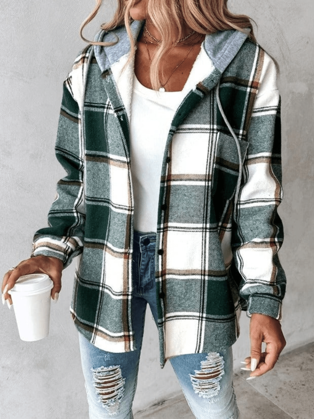Harlow | Cozy Plaid Hooded Shacket