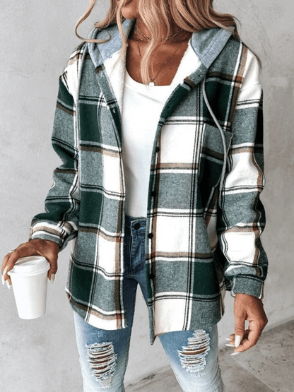 Harlow | Cozy Plaid Hooded Shacket