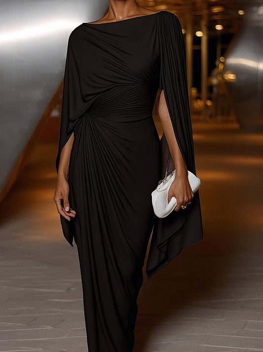 Lyssa – Pleated Drape Maxi Dress
