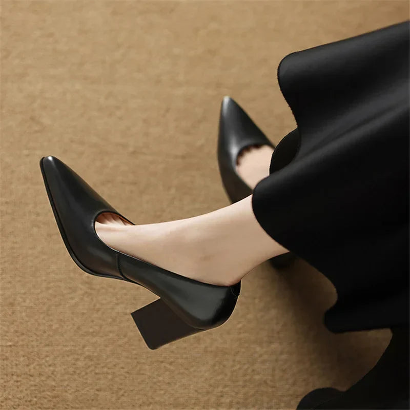 Nora Genuine Leather Heels