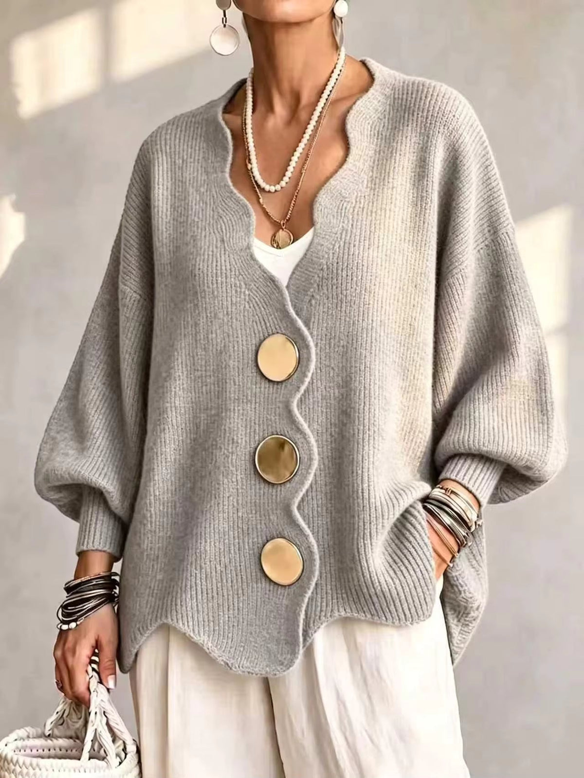 Carla | Loose Button Knit Cardigan
