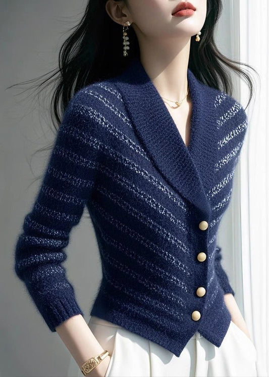 Slim Fit White V Neck Button Knit Cardigan Fall