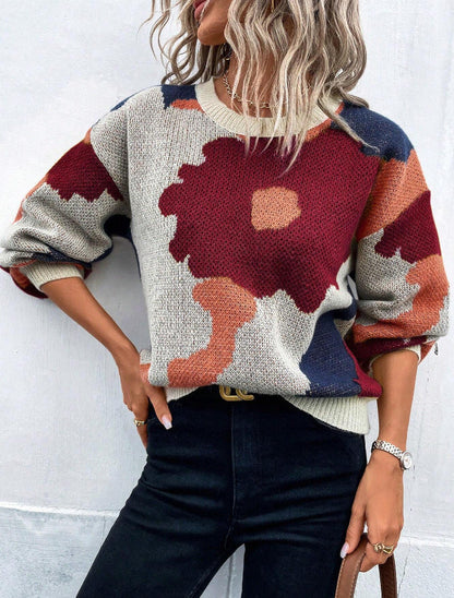 Camila | Artful Floral Knit Sweater