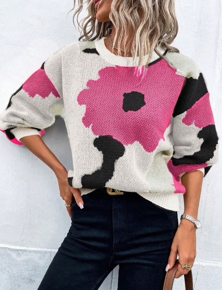 Camila | Artful Floral Knit Sweater