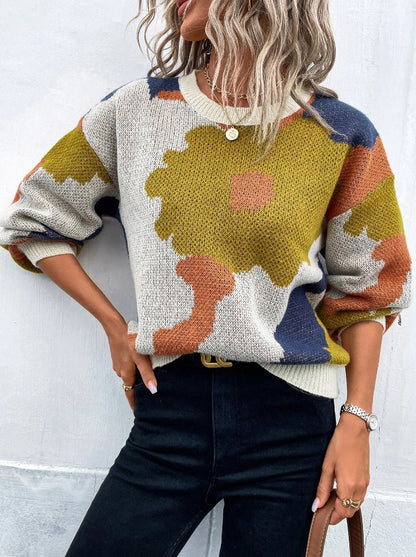 Camila | Artful Floral Knit Sweater