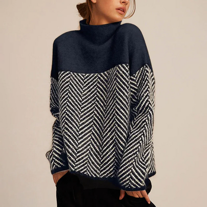 Halle | Chevron Funnel-Neck Sweater