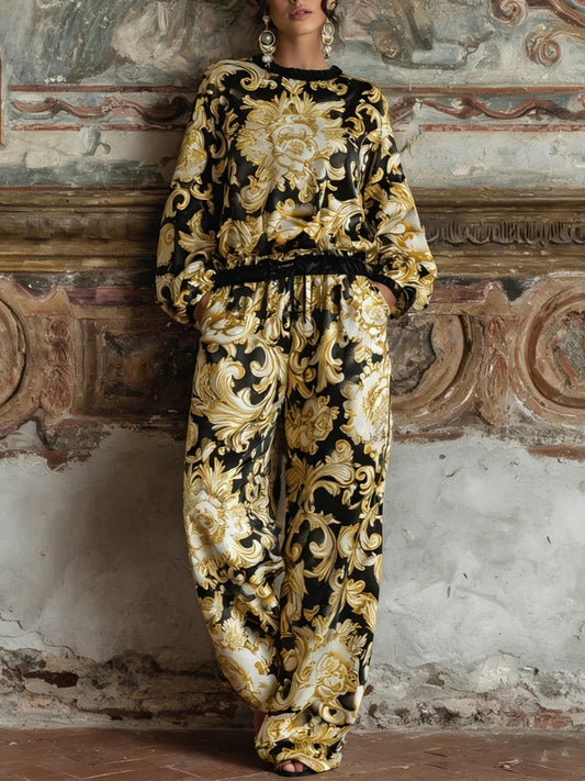 Ava Baroque Floral Loungewear Set