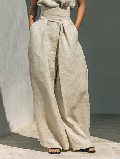 Nana Sleeveless Top and Wide-leg Pants Set