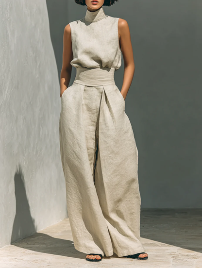 Nana Sleeveless Top and Wide-leg Pants Set