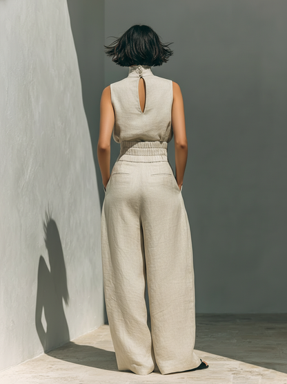 Nana Sleeveless Top and Wide-leg Pants Set