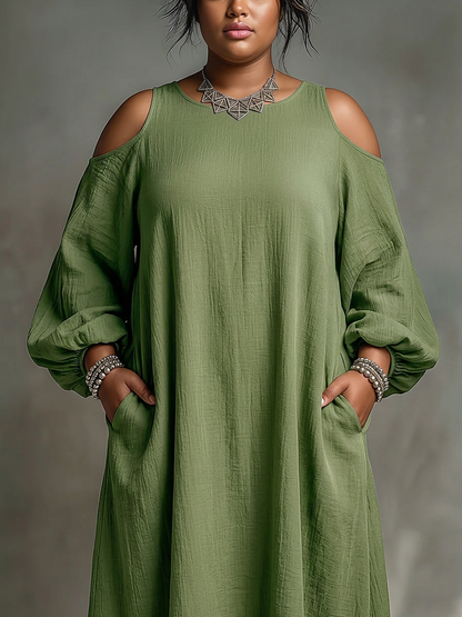 Anika | Green Off-Shoulder Puff Sleeve Maxi Dress