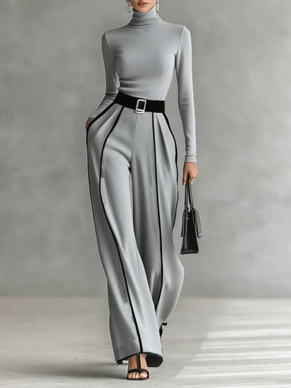 Kinley High-neck Top and Wide-leg Pants Set