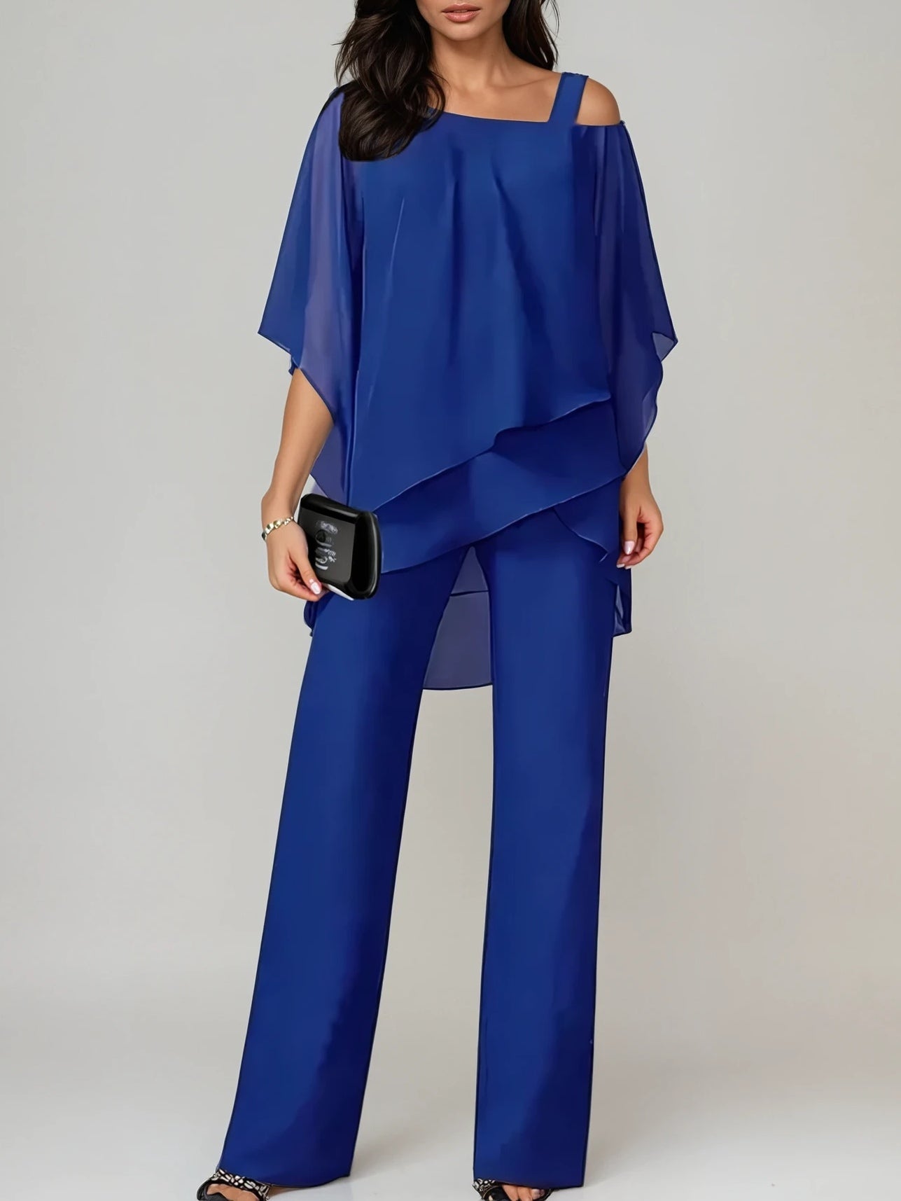 Nami Off-the-Shoulder Chiffon Suit