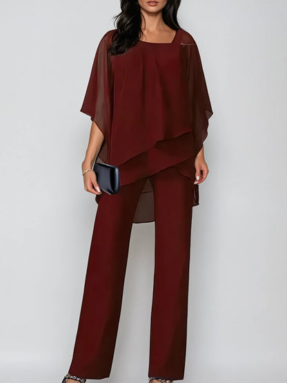 Nami Off-the-Shoulder Chiffon Suit