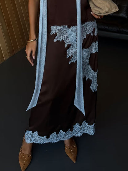 Avalon Lace Panel Top and Skirt Suit Set