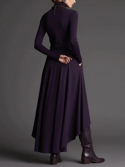 Aria Turtleneck Top and Asymmetrical Skirt Set