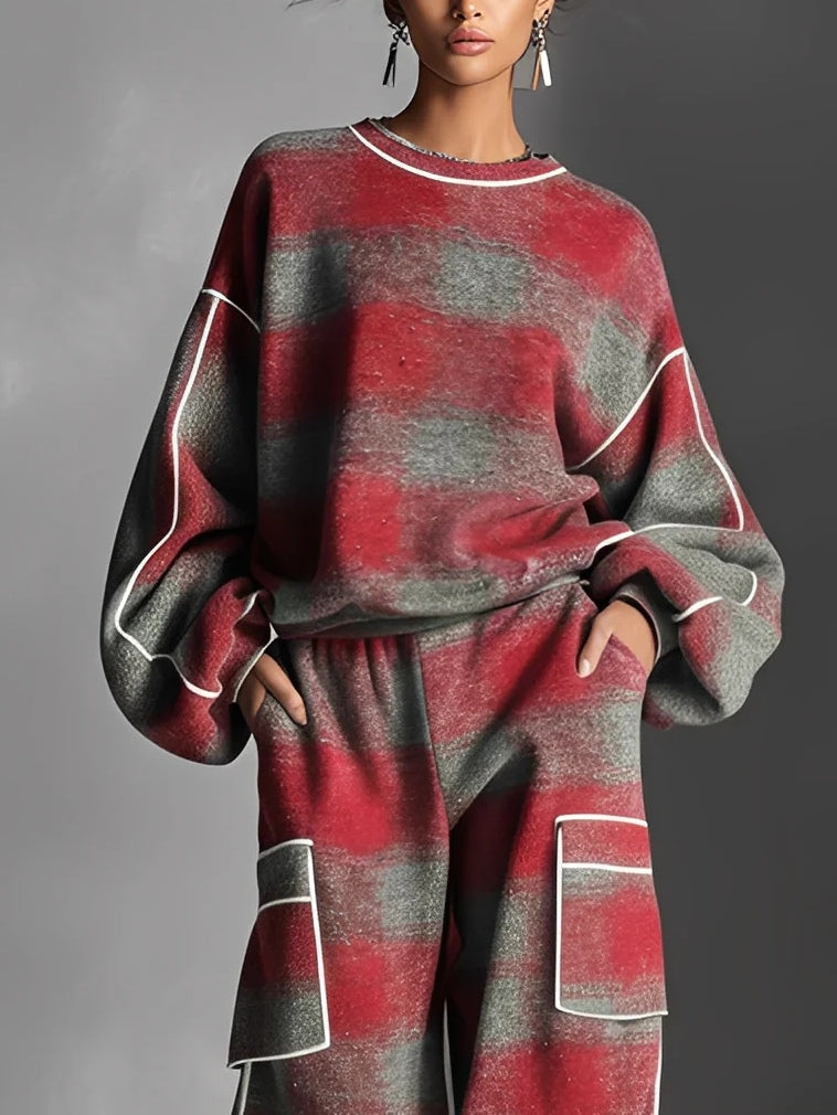 Kylie Color-blocked Sweatshirt and Casual Pants Set