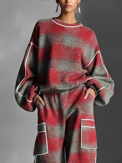 Kylie Color-blocked Sweatshirt and Casual Pants Set