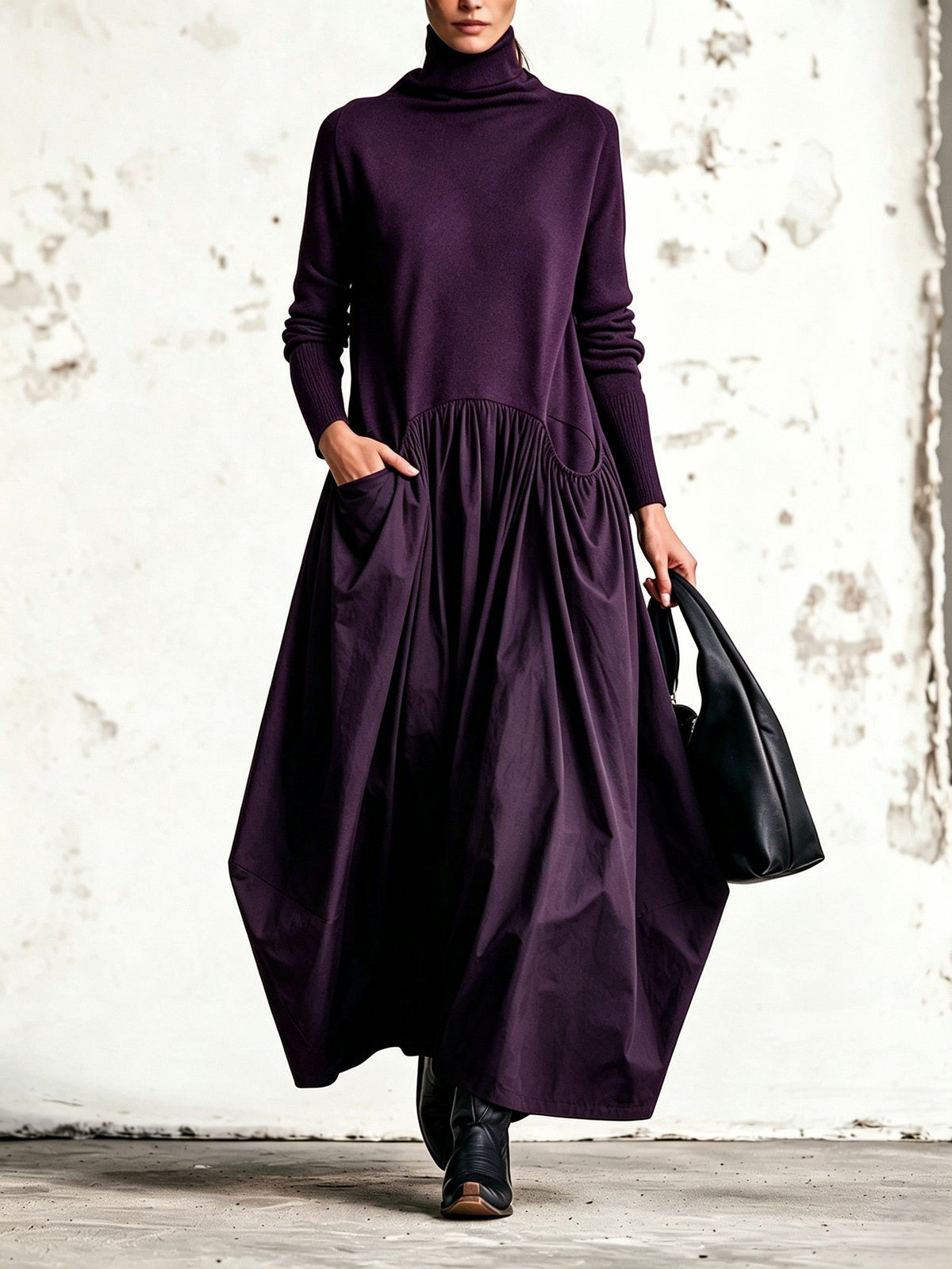 Odette | Oversized Mock Neck Maxi Dress