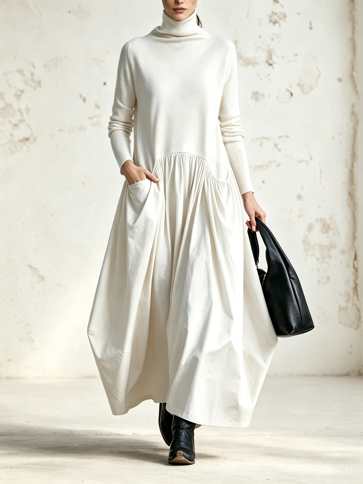 Odette | Oversized Mock Neck Maxi Dress