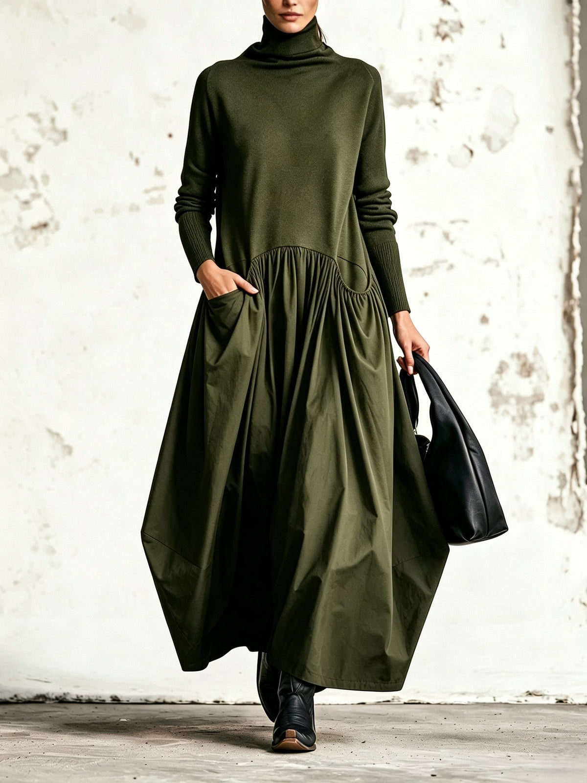 Odette | Oversized Mock Neck Maxi Dress