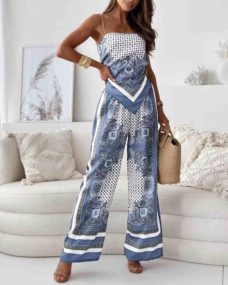 Queen Printed Lace-Up Vest & Pants Set