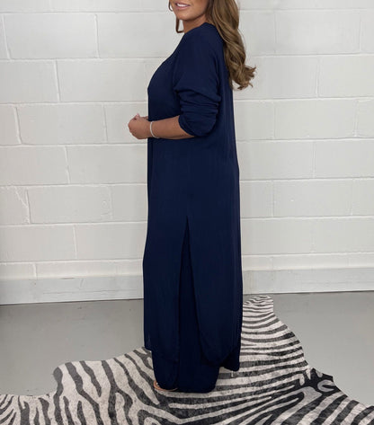 Lany Casual Long Top and Matching Pants Set