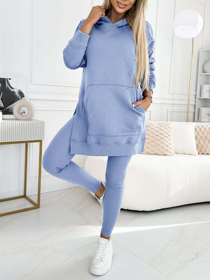 Francine Solid Color Hoodie and Lined Leggings Set