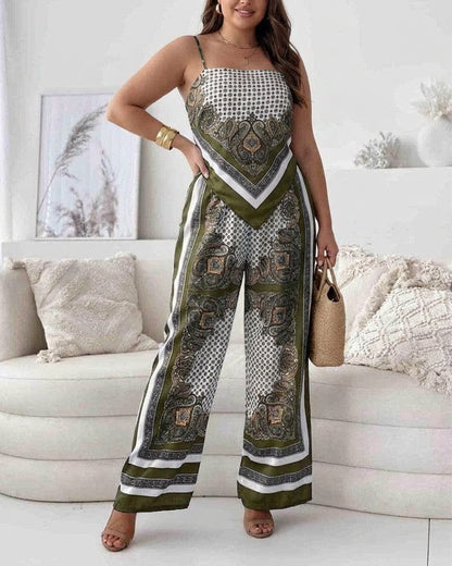 Helen | Vacation Ready Stylish Lace-Up Vest & Pants Two-Piece Set Dress