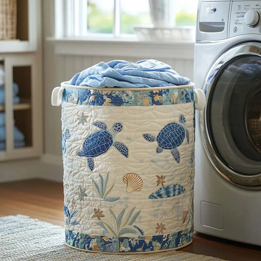 Blue Turtle Cove Laundry Basket