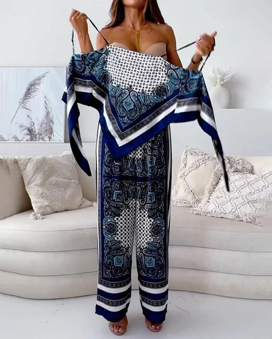 Queen Printed Lace-Up Vest & Pants Set