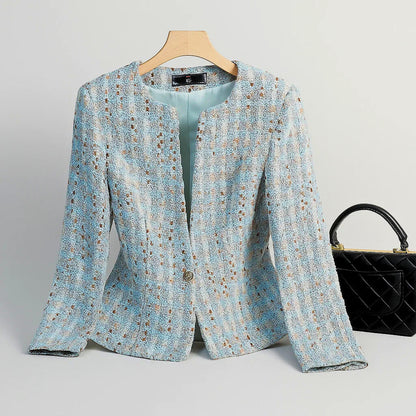 Tweed Pearl single Button Blazer