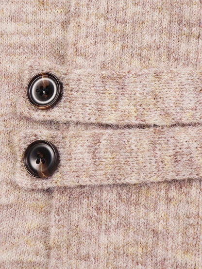 Harlow™ | Oatmeal Ribbed Knit Button-Tab Cardigan