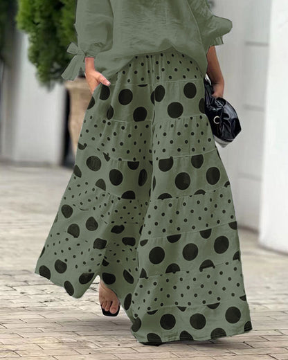 Abby Casual Shoulder Top & Printed Pants Set