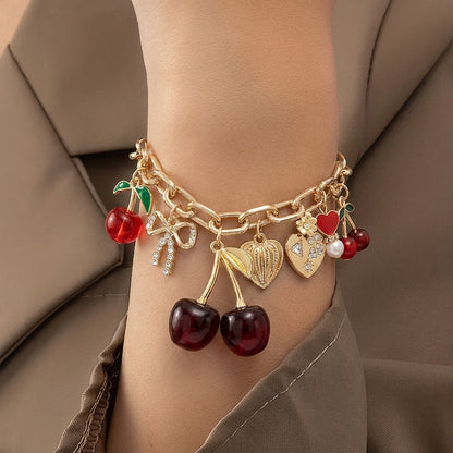 Red Cherry Charm Bracelet