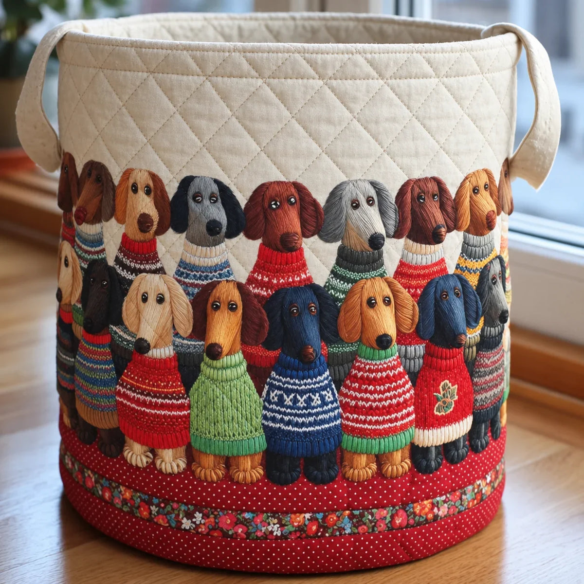 Dachshund Sweater Parade Laundry Basket - 2
