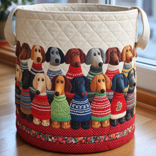 Dachshund Sweater Parade Laundry Basket - 2