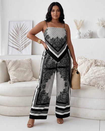 Helen | Vacation Ready Stylish Lace-Up Vest & Pants Two-Piece Set Dress