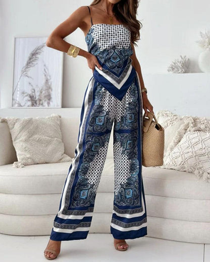 Queen Printed Lace-Up Vest & Pants Set