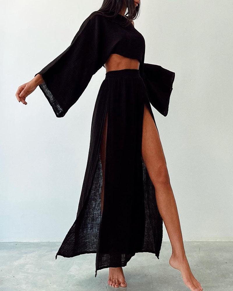 Ivy Slit Cotton and Linen Two-Piece Set