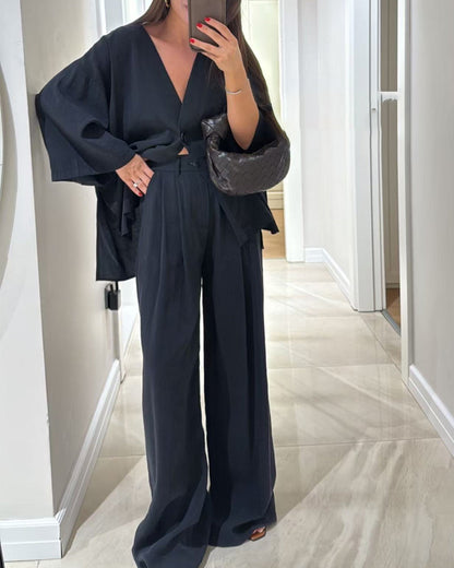 Jenifer V-Neck Top & Pants Set