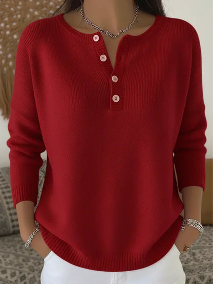 Helena™ | Henley Button-Up Knit Sweater