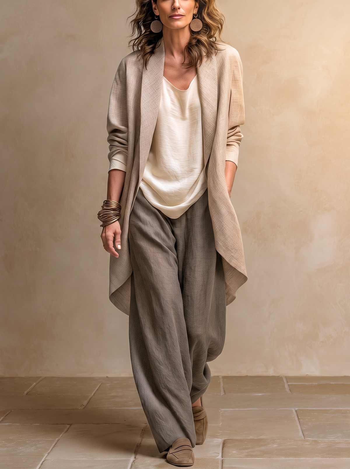 Constance | Relaxed Three-Piece Layered Set with Palazzo Pants