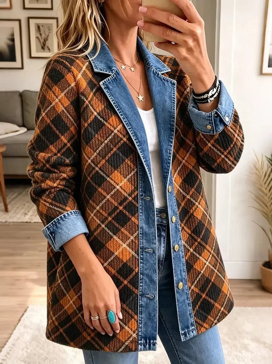 Camila | Vintage Denim Block Print Jacket