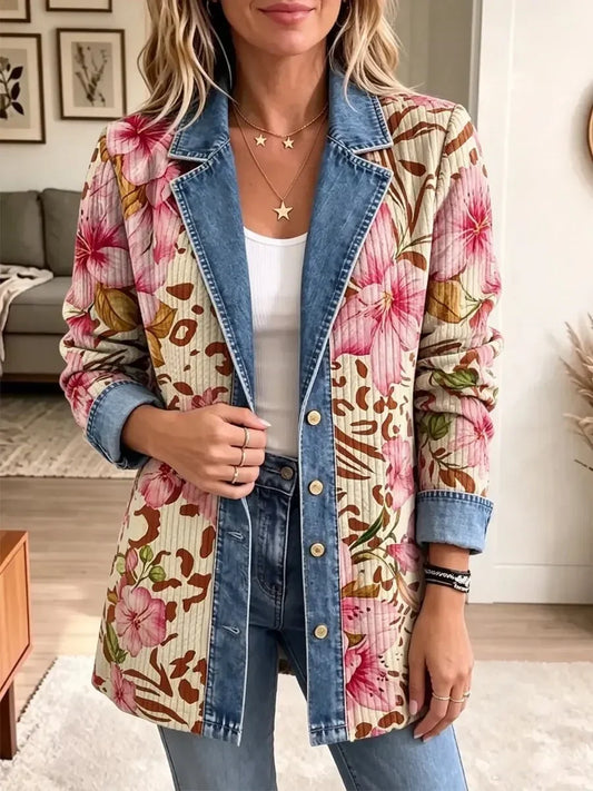 Luna | Retro Floral Leopard Pattern Art Jacket