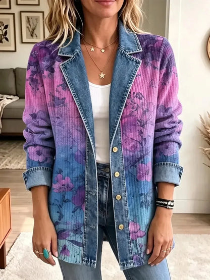 Evelyn | Retro Floral Pattern Art  Stylish Jacket