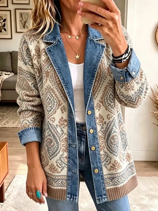 Amelia | Retro Ethnic Denim Patchwork Stylish Jacket